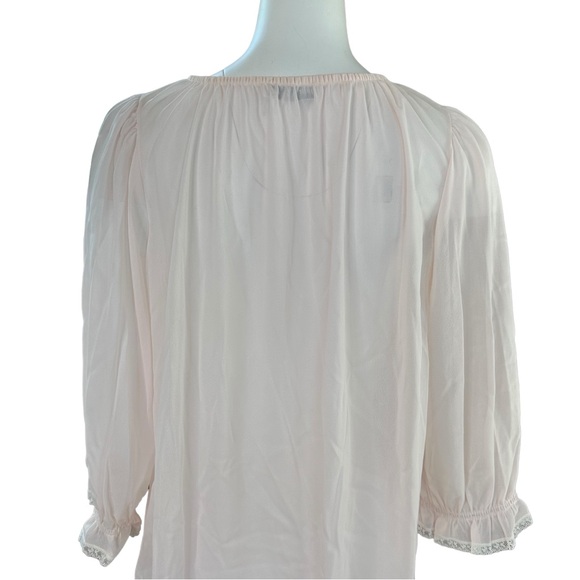 Miss Elaine Vintage ILGWU Pink Nylon Floral Embroidered Nightgown Small S - Picture 6 of 10